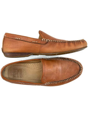 FRYE Lewis Venetian LEATHER LOAFERS Cognac PREPPY Slip-On Moccasin Shoes MENS 9